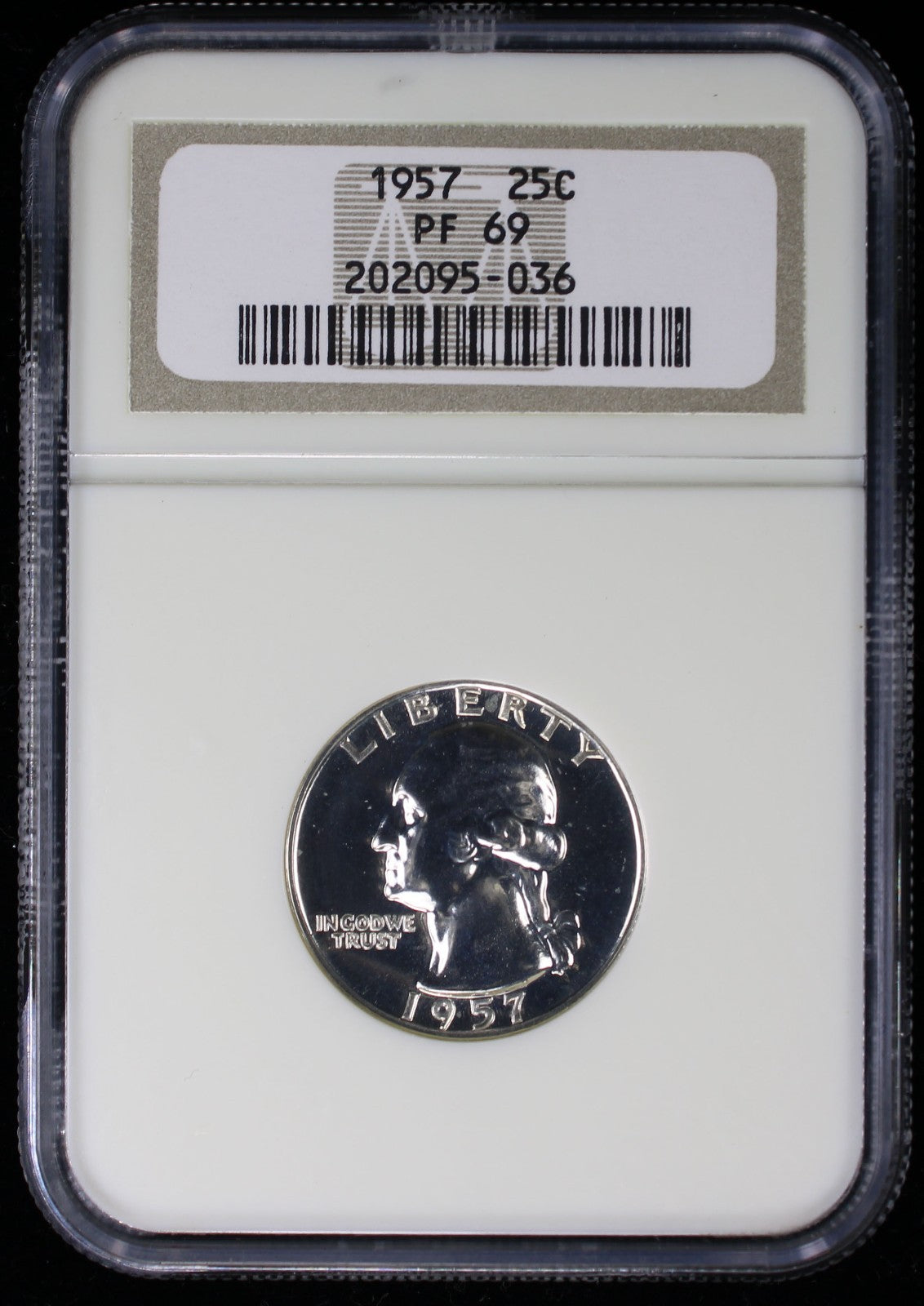 1957 Proof Washington Silver Quarter 25c NGC PF69