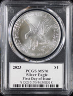2023 Silver Eagle PCGS MS70 Damstra Signed First Day of Issue