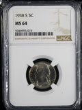 1938-S Jefferson Nickel 5c NGC MS64