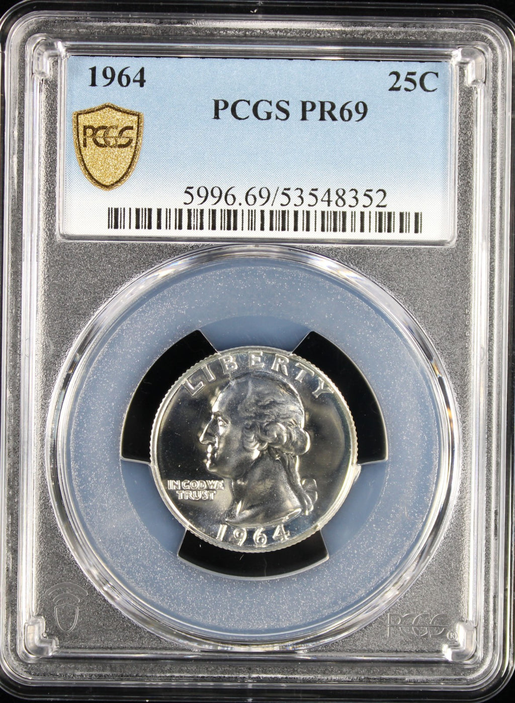 1964 Proof Washington Silver Quarter 25c PCGS PF69