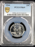 1964 Proof Washington Silver Quarter 25c PCGS PF69