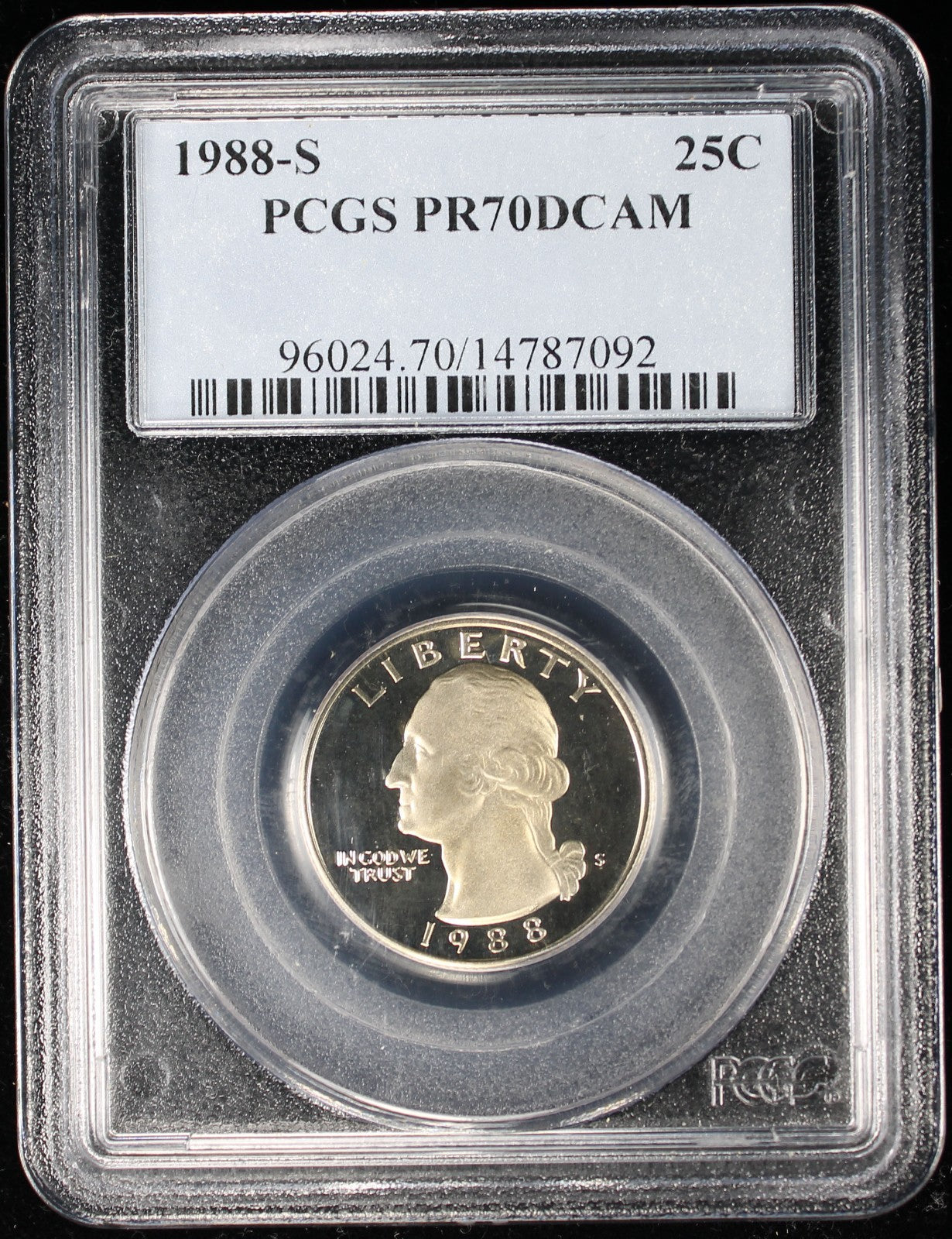 1988-S Proof Washington Quarter 25c PCGS PR70 DCAM Deep Cameo