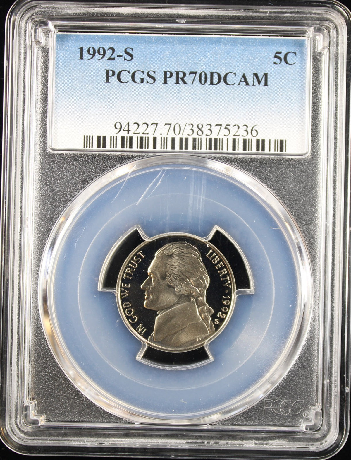 1992-S 5c Jefferson PCGS PR70DCAM