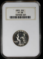 1955 Proof Washington Silver Quarter 25c NGC PF68