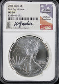 2025 Silver Eagle NGC MS70 Guadioso Signed First Day of Issue