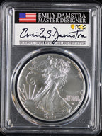 2023-W Burnished Silver Eagle PCGS MS70 Damstra Signed First Day of Issue