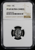 1960 Proof Roosevelt Silver Dime 10c NGC PF69  UC Ultra Cameo