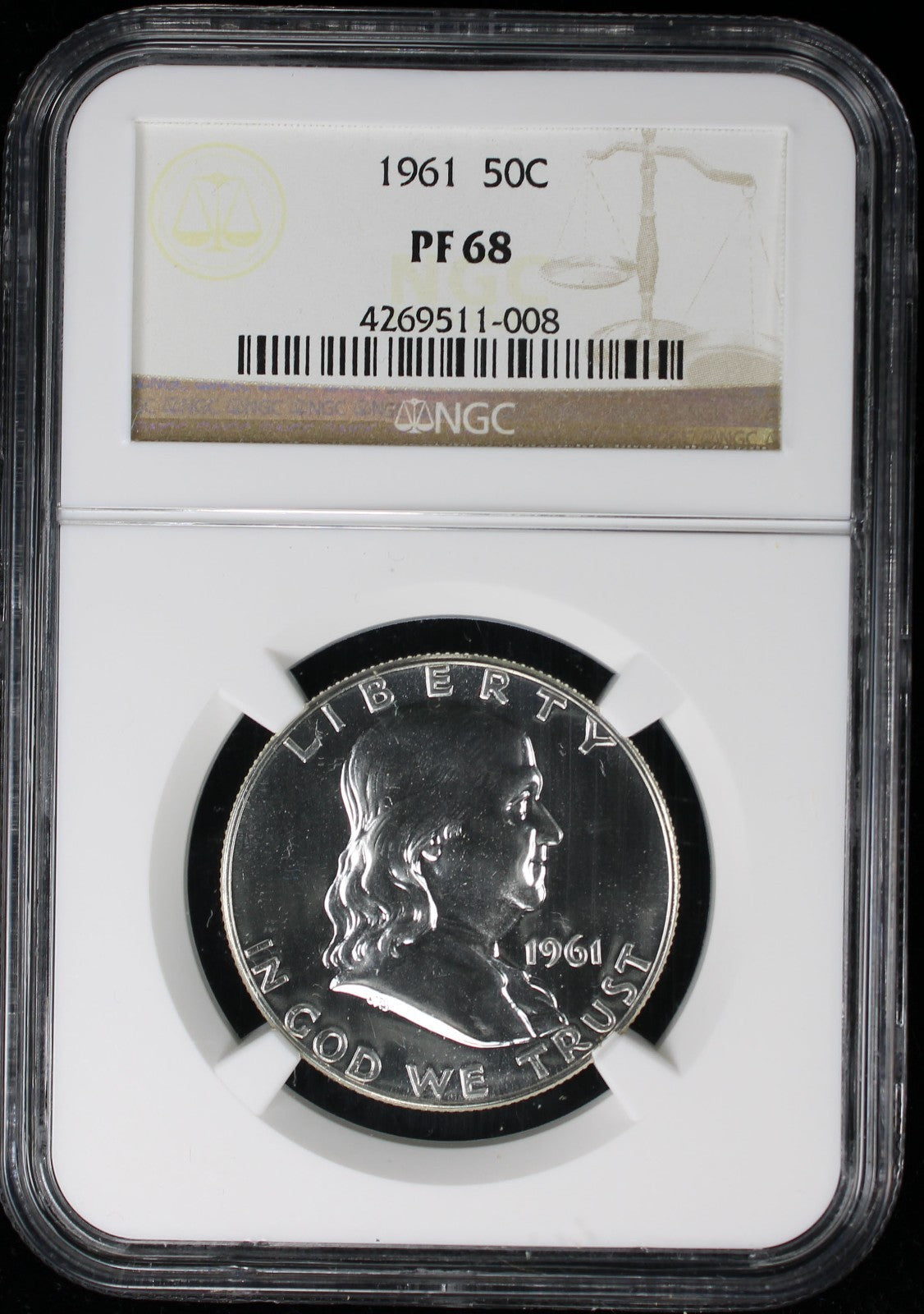 1961 Franklin Proof Half Dollar 50c NGC PF68