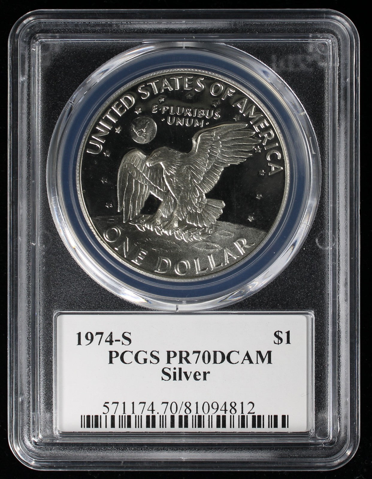 1974-S Eisenhower Silver Dollar $1 PCGS PR70 Deep Cameo