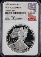 2007-W Silver Eagle NGC PR70UCAM Mercanti Signed