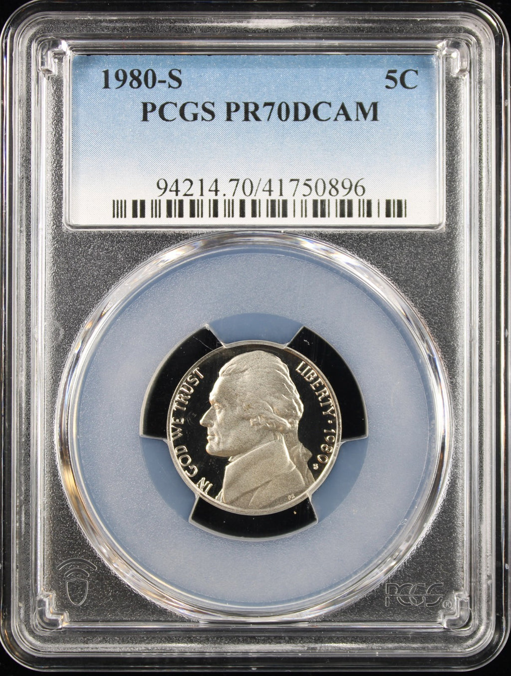 1980-S 5c Jefferson PCGS PR70DCAM
