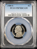1980-S 5c Jefferson PCGS PR70DCAM