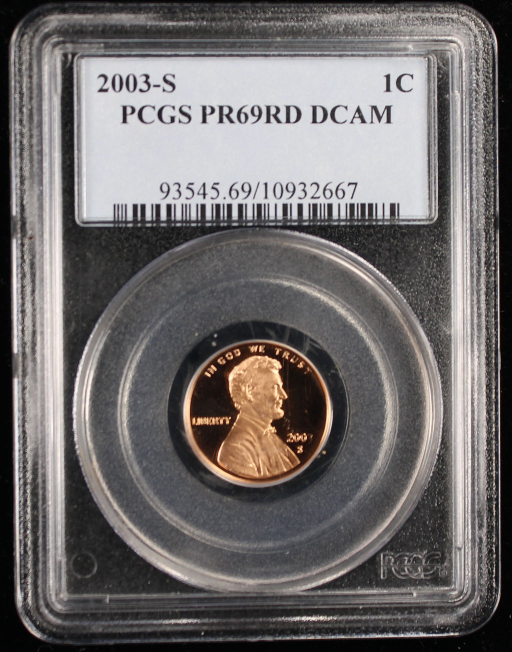 2003-S Proof Lincoln Cent 1c NGC PR69 Rd RED Ultra Cameo Lincoln Cent