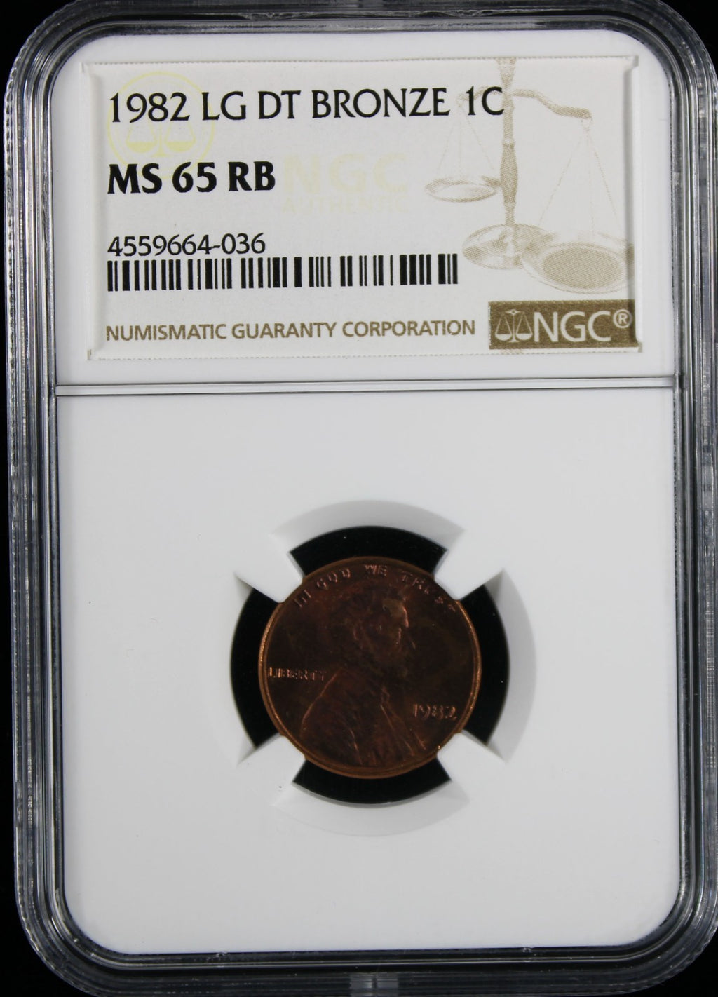 1982 Lincoln Cent 1c NGC Bronze Large Date MS65 RB