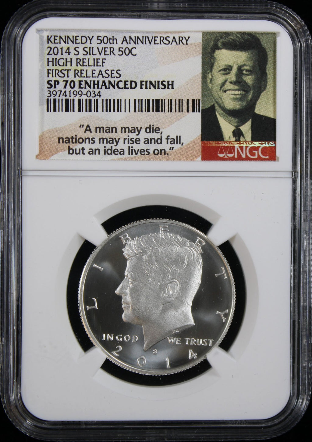 2014-S Kennedy Proof High Relief Half Dollar 50c NGC SP70 Enhanced Finish