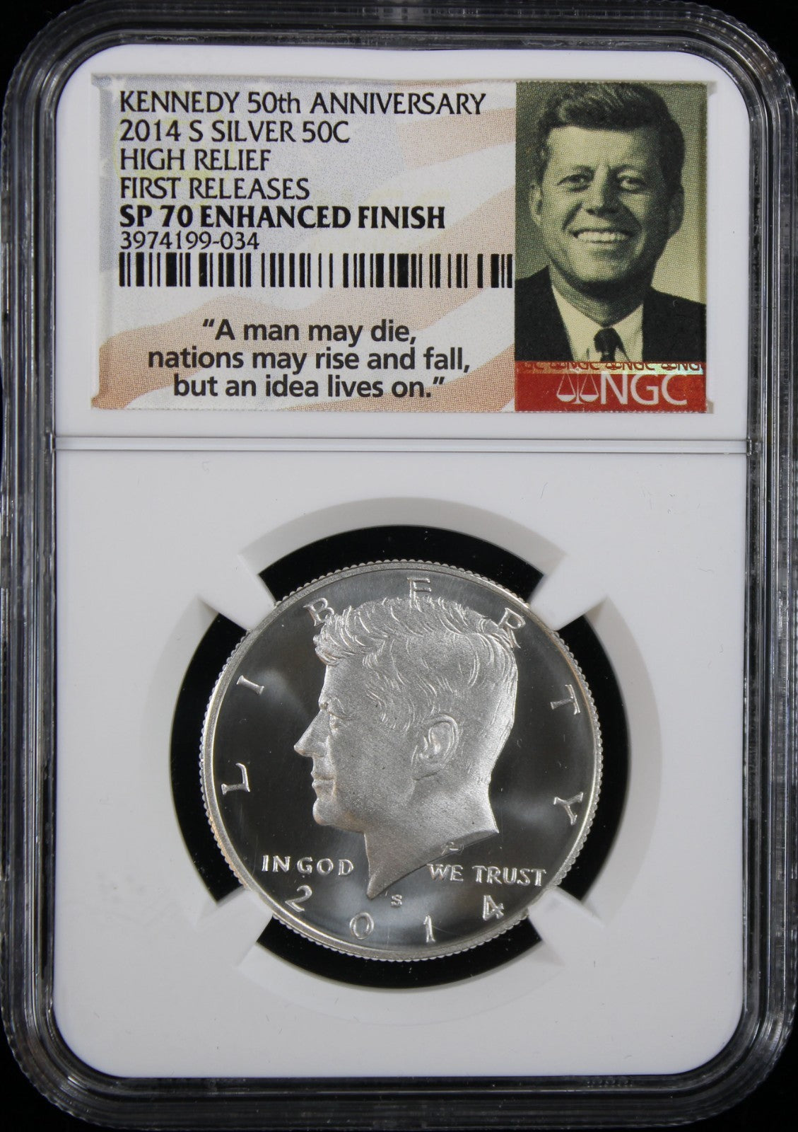 2014-S Kennedy Proof High Relief Half Dollar 50c NGC SP70 Enhanced Finish