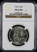 1962-D Franklin Half Dollar 50c NGC MS65 FBL