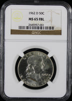 1962-D Franklin Half Dollar 50c NGC MS65 FBL