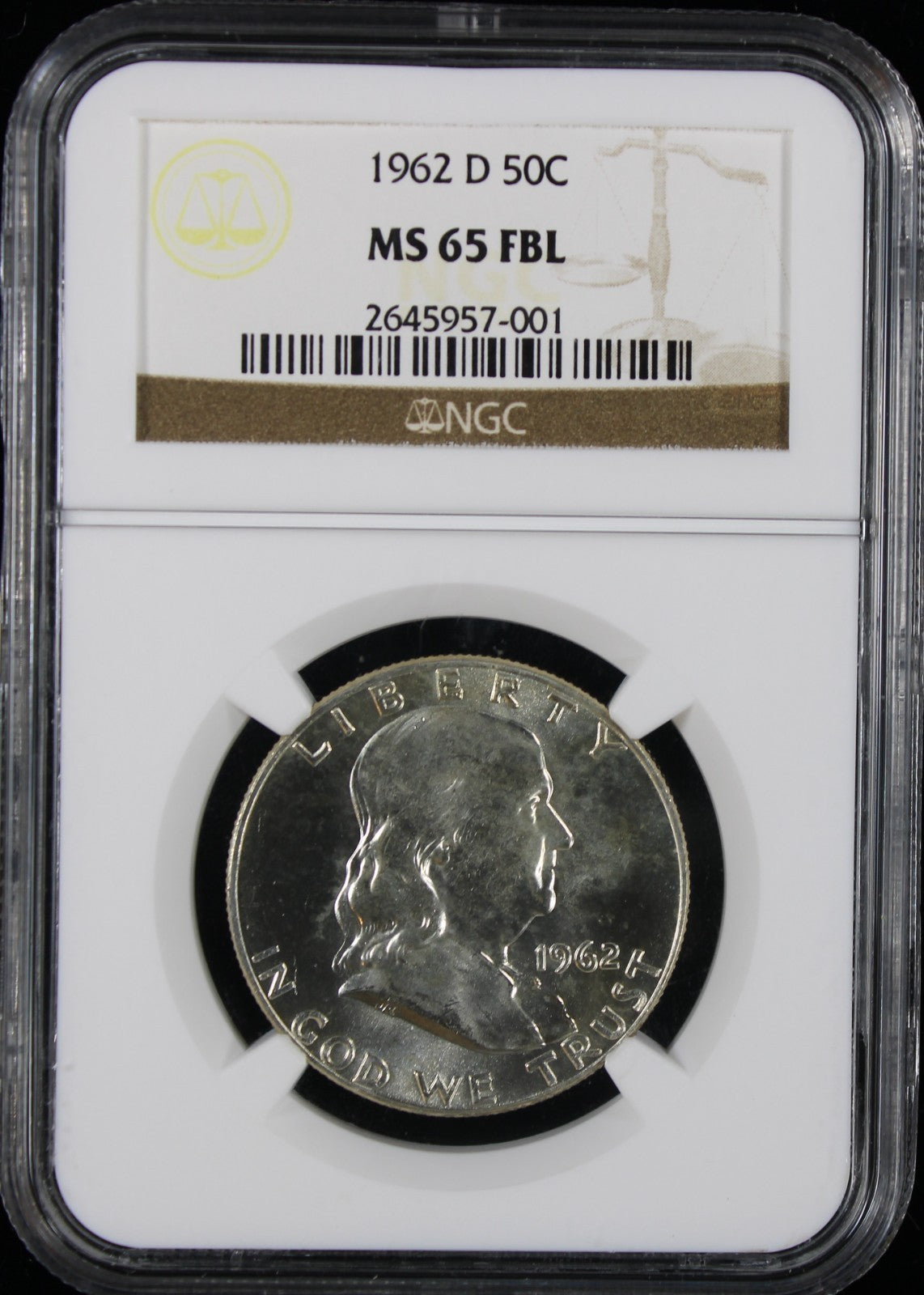 1962-D Franklin Half Dollar 50c NGC MS65 FBL