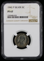 1942-P Jefferson Proof War Nickel 5c NGC PF67