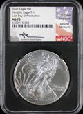 2021 Silver Eagle NGC MS70 First Day of Issue Mercanti Signed Type 1