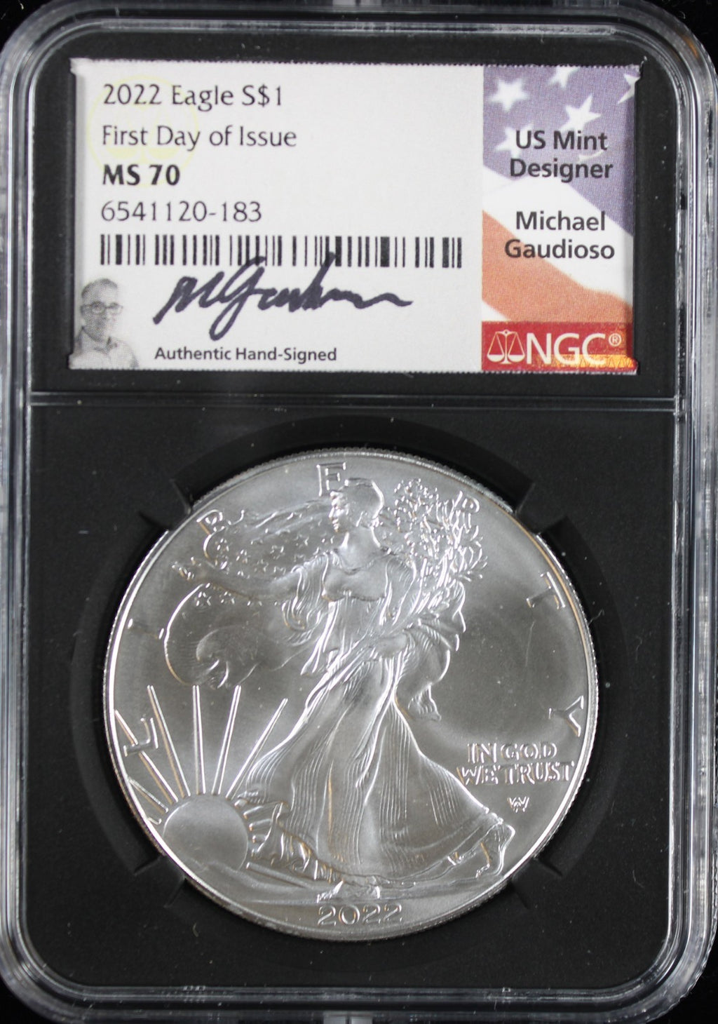 2022 Silver Eagle NGC MS70 Mercanti Signed First Day of Issue