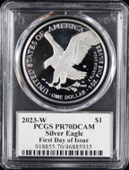 2023-W Silver Eagle PCGS PR70DCAM Damstra Signed First Day Of Issue