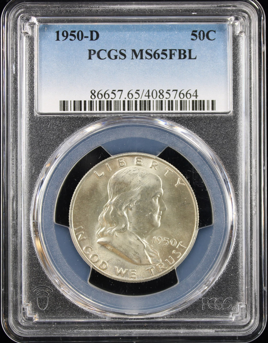 1950-D Franklin Half Dollar 50c PCGS MS65 FBL