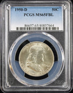 1950-D Franklin Half Dollar 50c PCGS MS65 FBL