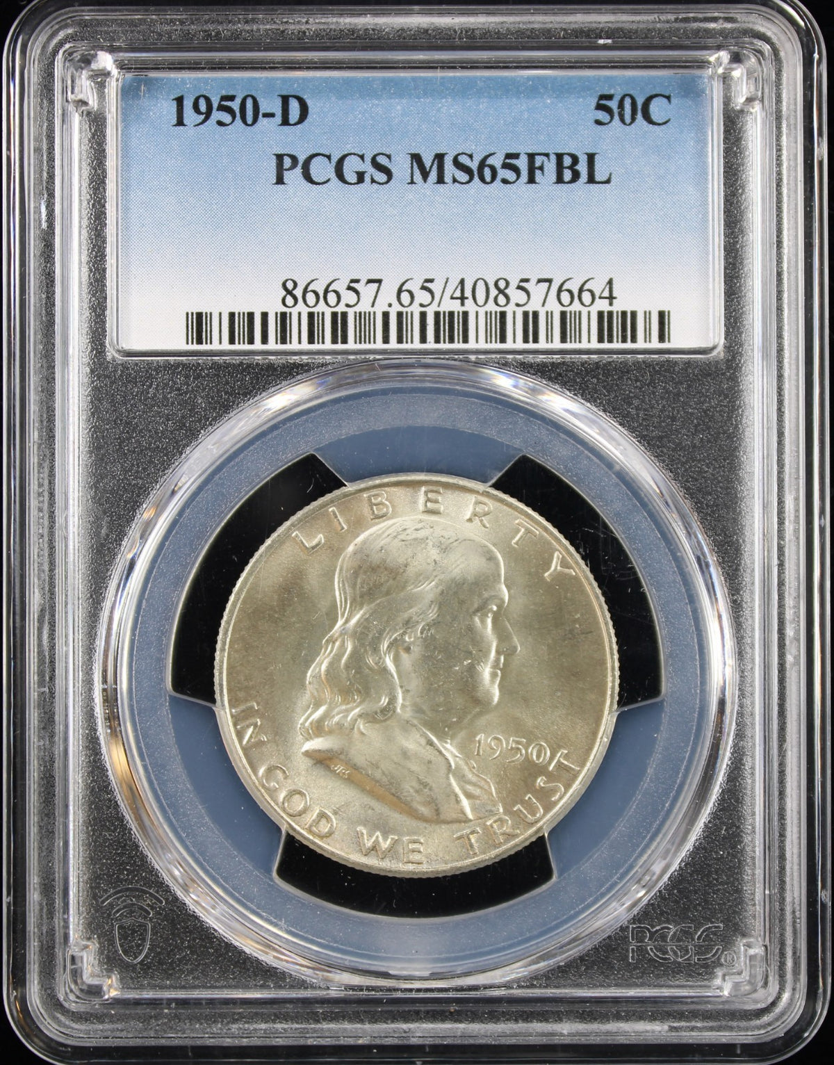 1950-D Franklin Half Dollar 50c PCGS MS65 FBL