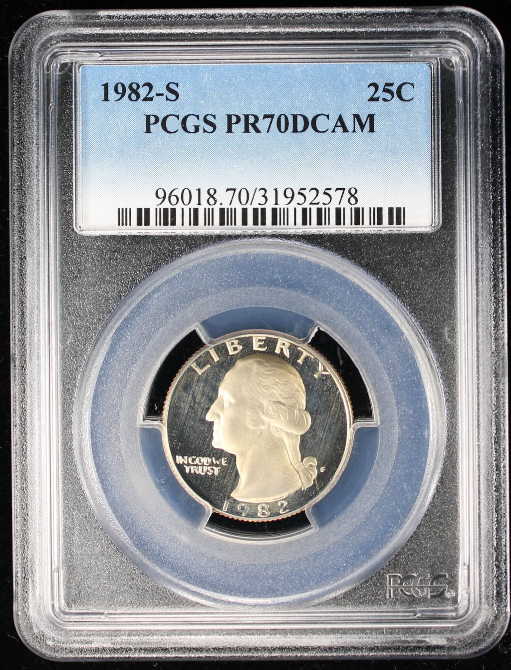 1982-S Proof Washington Quarter 25c PCGS PR70 DCAM Deep Cameo