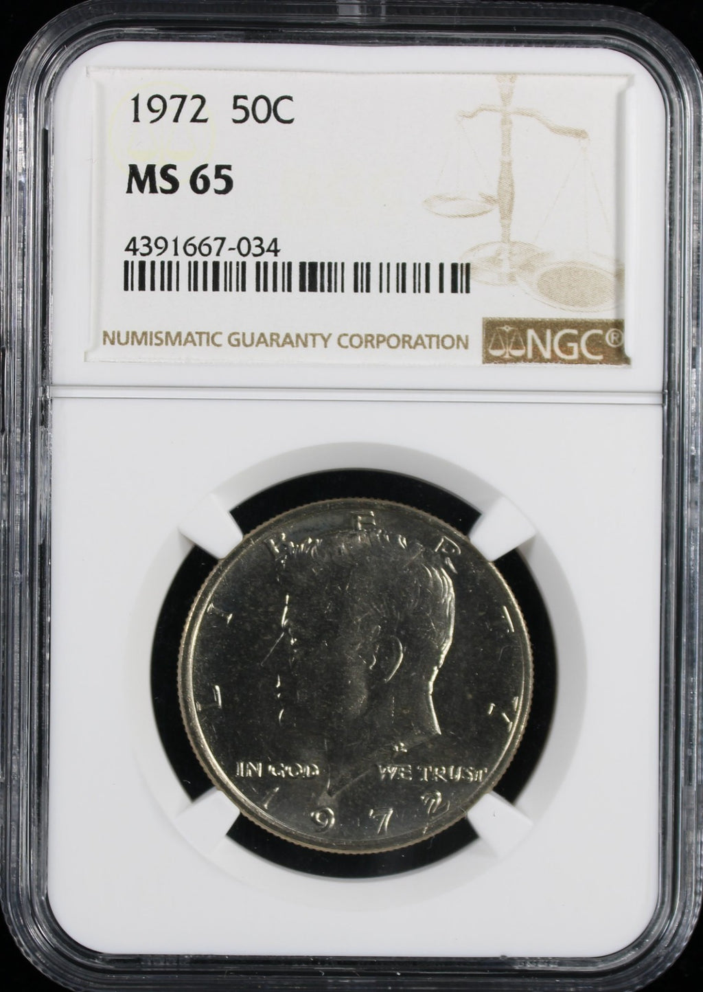 1972 Kennedy Half Dollar 50c NGC MS65