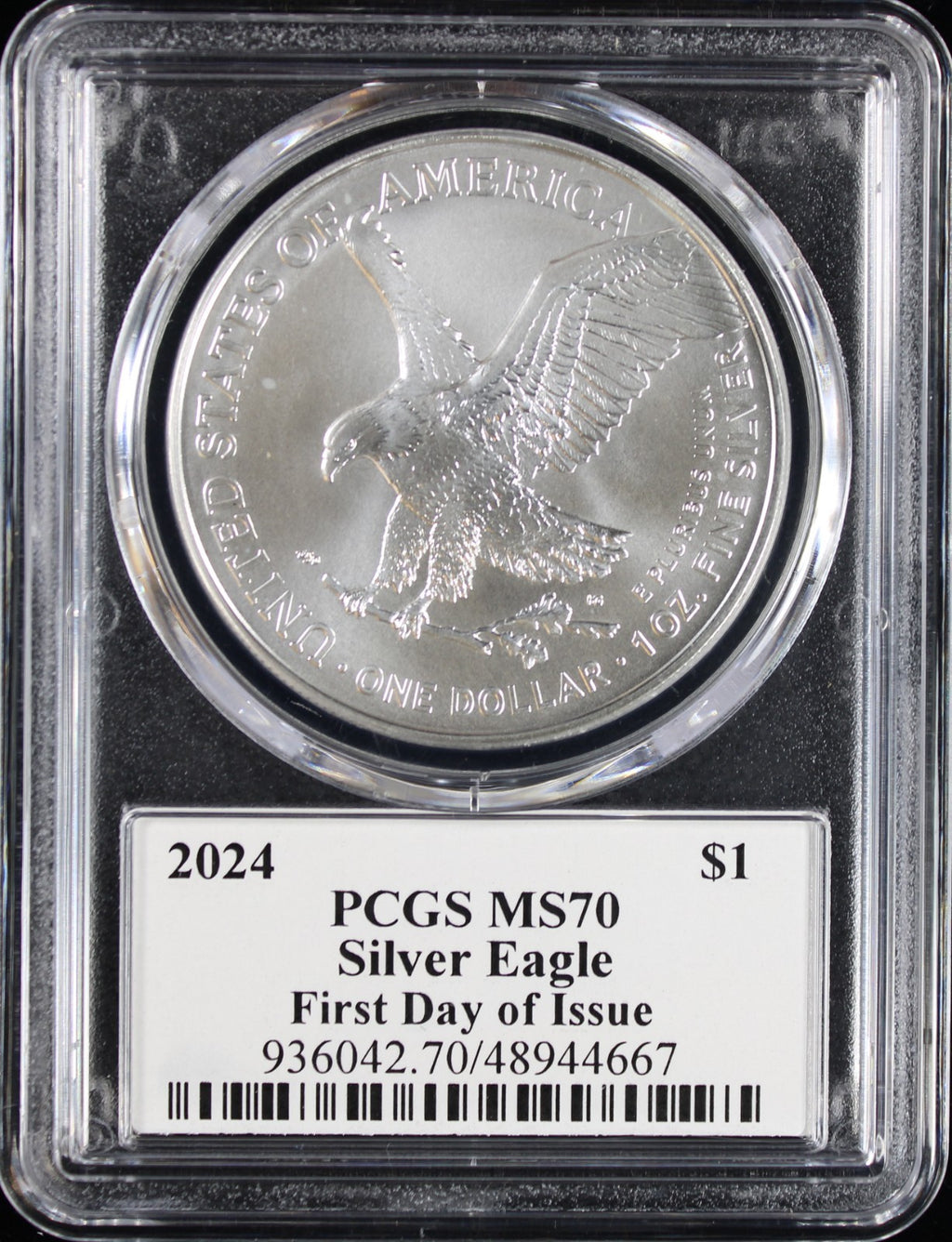 2024 Silver Eagle PCGS MS70 Damstra Signed First Day of Issue