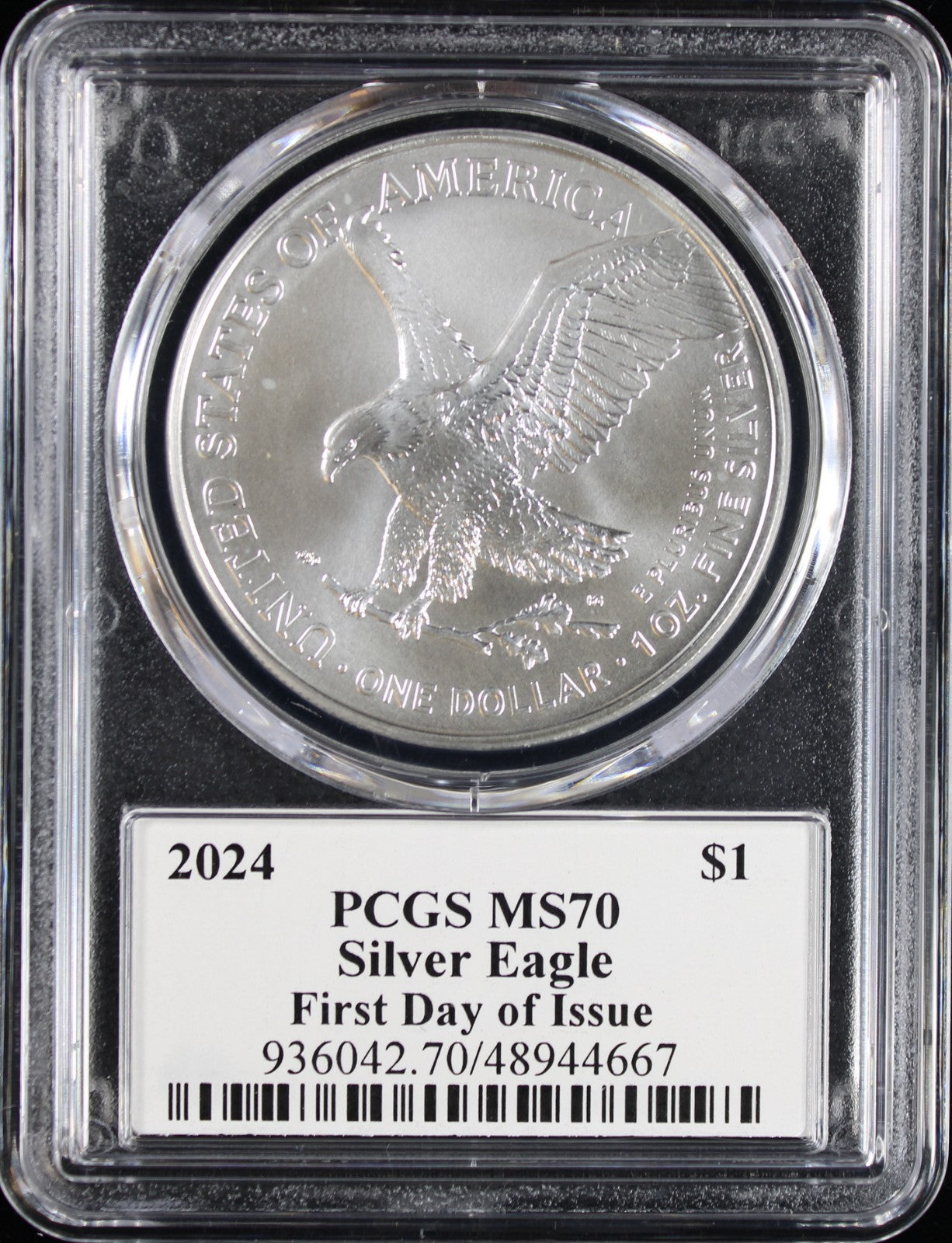 2024 Silver Eagle PCGS MS70 Damstra Signed First Day of Issue