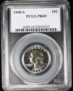 1968-S Proof Washington Quarter 25c PCGS PR69