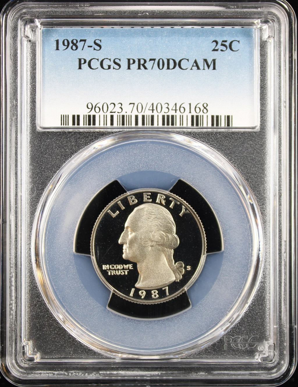 1987-S Proof Washington Quarter 25c PCGS PR70DCAM