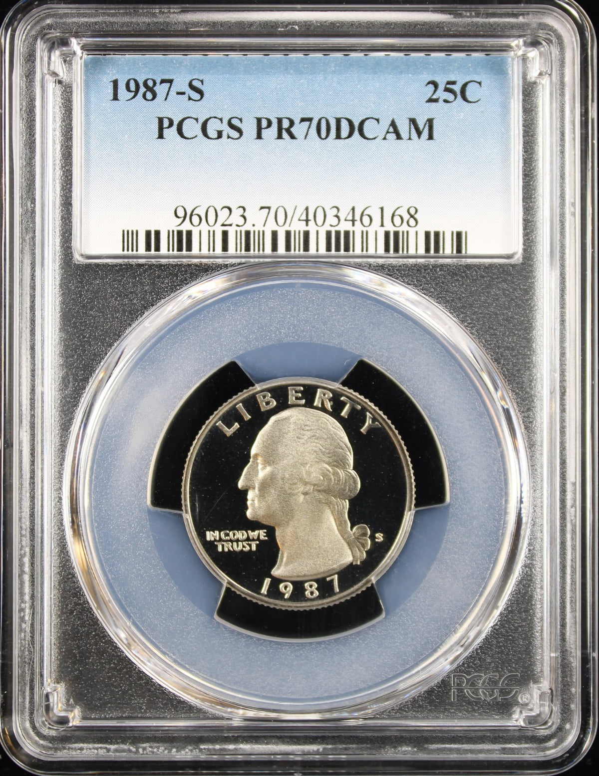 1987-S Proof Washington Quarter 25c PCGS PR70DCAM