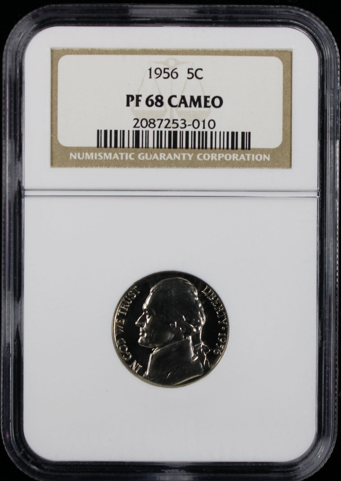 1956 Jefferson Proof Nickel 5c NGC PF68 Cameo