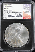 2018 Silver Eagle NGC MS70 Early Releases Castle Signed