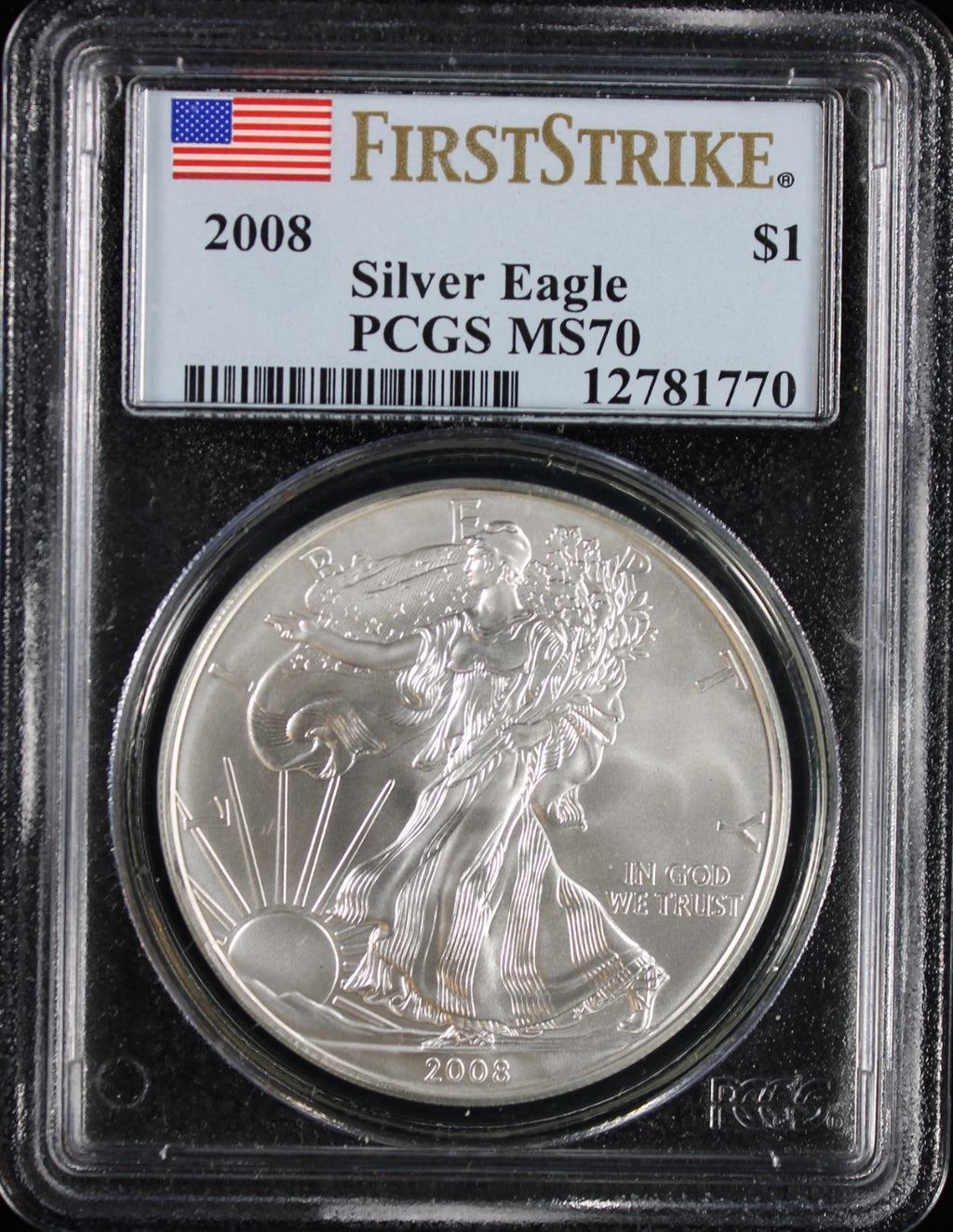 2008 Silver Eagle PCGS MS70 First Strike