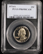 1974-S Proof Washington Quarter 25c PCGS PR69 DCAM Deep Cameo