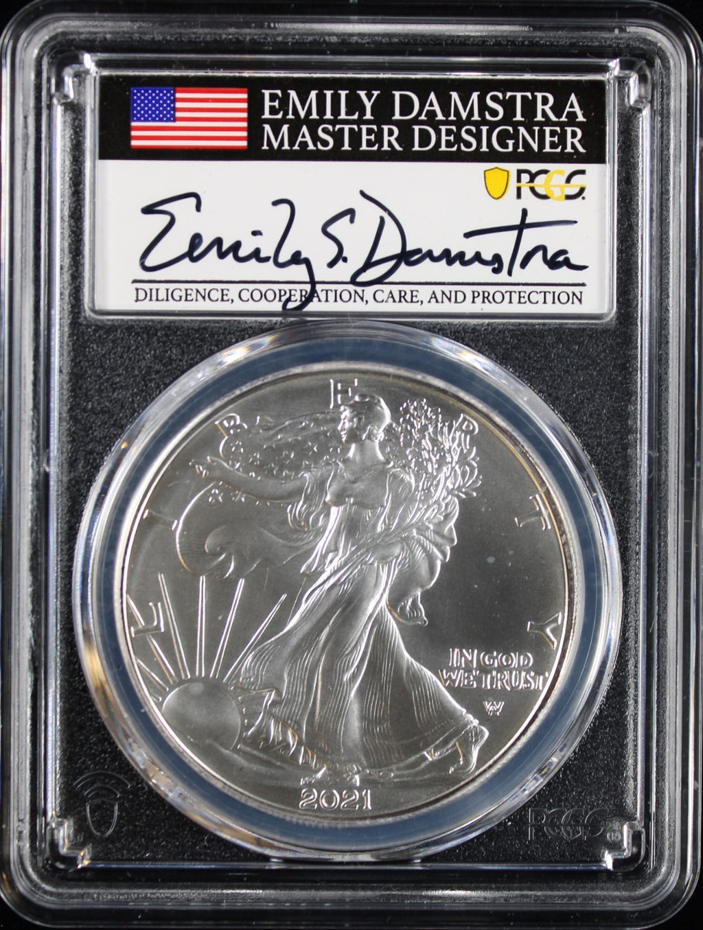 2021 Silver Eagle PCGS MS70 Damstra Signed Type 2
