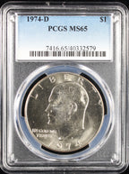 1974-D Eisenhower Silver Dollar $1 PCGS MS65