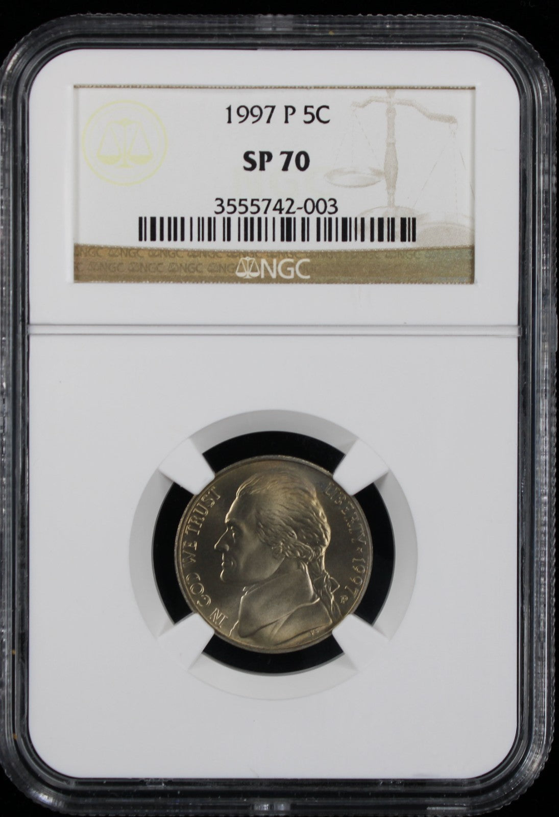 1997-P Jefferson Nickel 5c PCGS SP70
