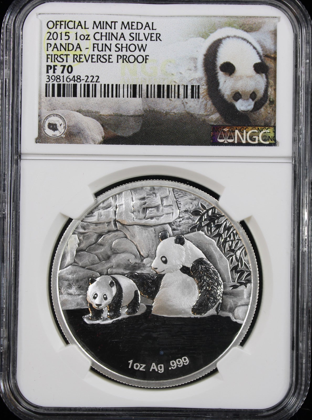 2015 China 1 Oz Silver Panda Fun Show First Reverse Proof PF70