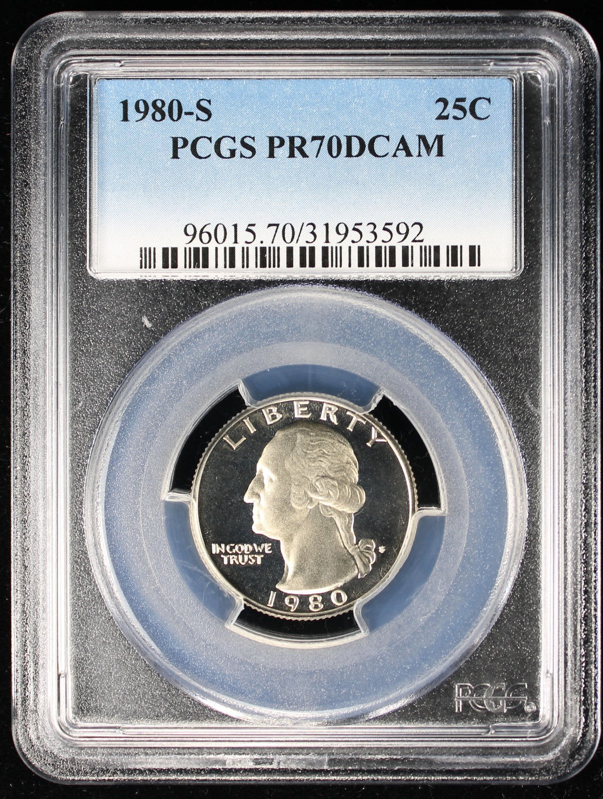 1980-S Proof Washington Quarter 25c PCGS PR70 DCAM Deep Cameo
