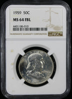 1959 Franklin Half Dollar 50c NGC MS64 FBL