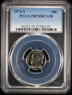 1974-S Proof Roosevelt Dime 10c PCGS PR70 DCAM Deep Cameo