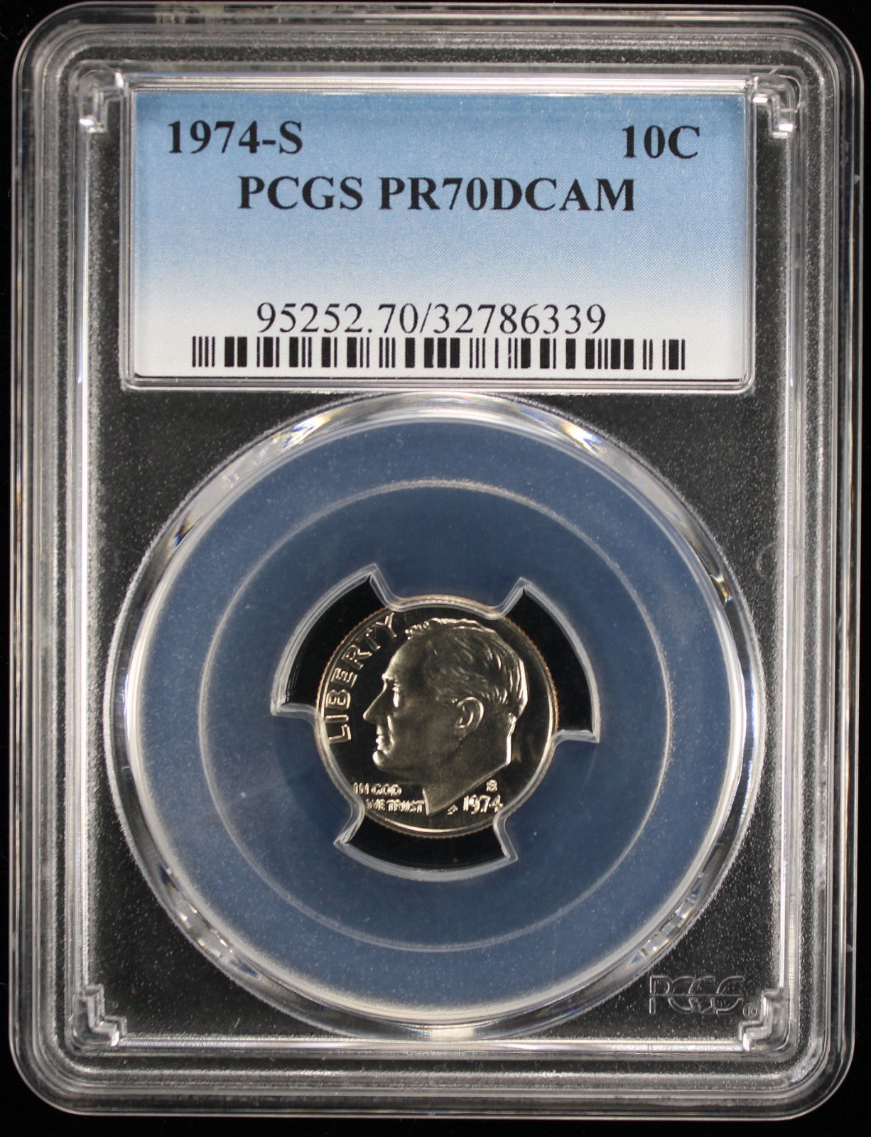 1974-S Proof Roosevelt Dime 10c PCGS PR70 DCAM Deep Cameo
