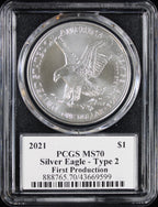 2021 Silver Eagle PCGS MS70 Damstra Signed Type 2